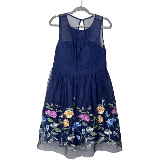 Modcloth Navy Floral Embroidered Mini Dress - Picture 2 of 13